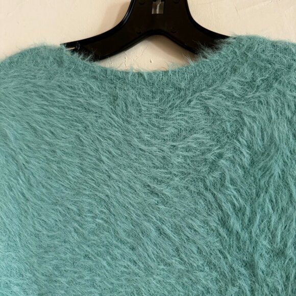 Knitted and Knotted Mint, Fuzzy Short Sleeves Sweater. Size S - Picture 5 of 9